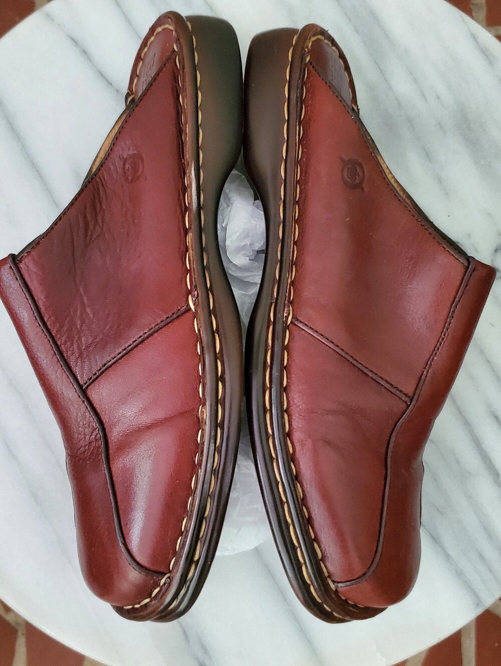 Vintage Y2K Born Oxblood Leather Square Toe Mule Clog Slides 7 - Picture 4 of 10